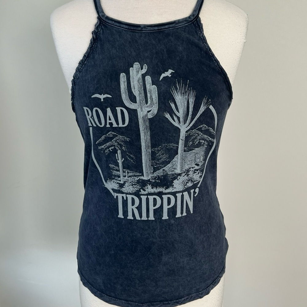 Road Trippin' Graphic Tank Top - navy